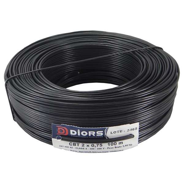 CABLE GEMELO 2x0.75 NEGRO               DIORS