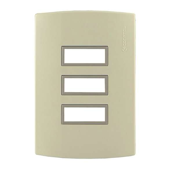 LINEA VISIONE PLAQUETA 3 MODULOS MARFIL    CONATEL