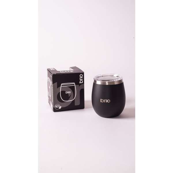 MATE ACERO INOX C/TAPA NEGRO 236 ML BRIO