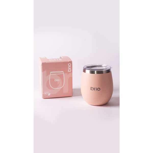 MATE ACERO INOX C/TAPA ROSA 236 ML BRIO