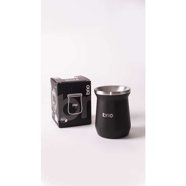 MATE ALTO ACERO INOX NEGRO 236 ML BRIO